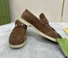 Мужские замшевые лоферы Gucci коричневые с пряжкой 2026