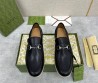 Мужские кожаные лоферы Gucci черные с пряжкой 2026
