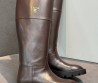 Женские кожаные сапоги Celine темно-коричневые 2026