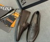 Мужские лоферы из зернистой кожи Ermenegildo Zegna темно-коричневые 2026