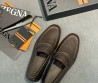 Мужские лоферы из зернистой кожи Ermenegildo Zegna темно-коричневые 2026