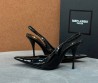 Женские кожаные туфли Saint Laurent черные лакированные каблук 10 см 2026