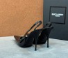Женские кожаные туфли Saint Laurent черные лакированные каблук 10 см 2026