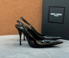 Женские кожаные туфли Saint Laurent черные лакированные каблук 10 см 2026