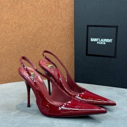 Женские кожаные туфли Saint Laurent красные лакированные каблук 10 см 2026