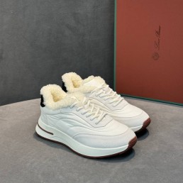 Женские комбинированные кроссовки The Row белые с мехом 2026