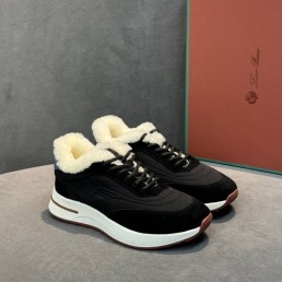 Женские комбинированные кроссовки The Row черные с мехом 2026