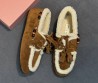 Замшевые лоферы Miu Miu коричневые с мехом 2026