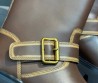 Женские кожаные сапоги Prada коричневые с пряжкой 2026