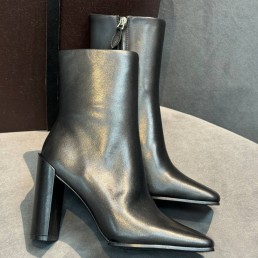 Женские кожаные ботильоны Alaia черные с квадратным носом каблук 10 см 2026