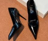 Женские кожаные туфли лодочки Saint Laurent черные лакированные каблук 10 см 2026
