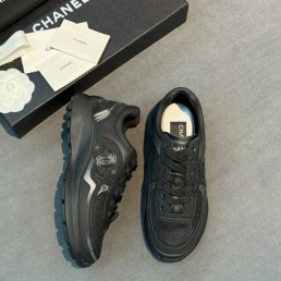 Женские комбинированные кроссовки Chanel черные 2026