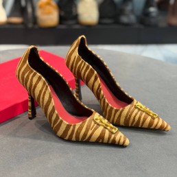 Женские комбинированные туфли Schiaparelli бежевые с коричневым каблук 10 см 2026