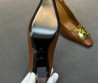 Женские кожаные туфли Giuseppe Zanotti коричневые с золотой пряжкой каблук 8,5 см 2026