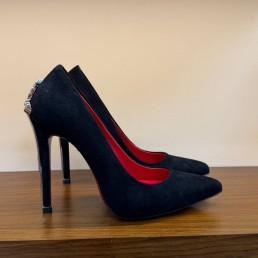 Женские замшевые туфли лодочки Cesare Paciotti черные каблук 12 см 2026