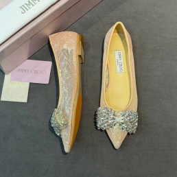 Женские комбинированные балетки Jimmy Choo бежевые сетчатые со стразами 2026
