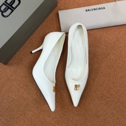 Женские кожаные туфли лодочки Balenciaga белые каблук 8,5 см 2026