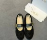 Женские замшевые балетки Christian Dior черные с мехом 2026