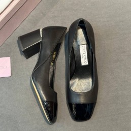 Женские кожаные туфли Jimmy Choo черные с лакированным носом каблук 6 см 2026