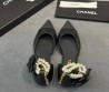 Женские кожаные балетки Chanel черные с текстильным носом 2026