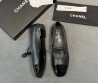 Женские кожаные балетки Chanel черные с лакированным носом 2026