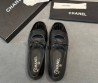 Женские кожаные балетки Chanel черные с лакированным носом 2026