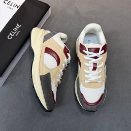 Женские комбинированные кроссовки Celine бежевые с белым 2026