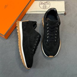 Женские замшевые кроссовки Hermes черные 2026