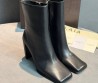 Женские кожаные ботильоны Alaia черные с квадратным носом каблук 10 см
