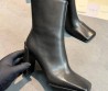 Женские кожаные ботильоны Alaia черные с квадратным носом каблук 10 см