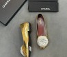 Женские кожаные балетки Chanel золотые с цветком 2026