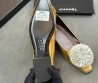 Женские кожаные балетки Chanel золотые с цветком 2026