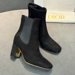 Женские замшевые ботильоны Christian Dior черные каблук 7,5 см 2026
