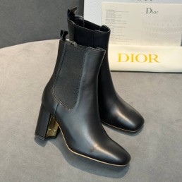 Женские кожаные ботильоны Christian Dior черные каблук 7,5 см 2026
