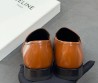 Женские кожаные лоферы Celine коричневые глянцевые 2026