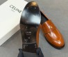 Женские кожаные лоферы Celine коричневые глянцевые 2026