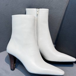 Женские кожаные ботильоны Saint Laurent Jill белые каблук 7 см 2026