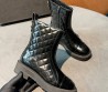 Женские кожаные ботинки Chanel черные с прострочкой глянцевые 2026