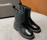 Женские кожаные ботинки Chanel черные с прострочкой глянцевые 2026