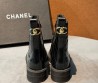 Женские кожаные ботинки Chanel черные с прострочкой глянцевые 2026
