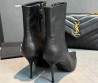 Женские кожаные ботильоны Saint Laurent черные с острым носком каблук 9 см 2026