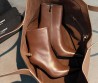 Женские кожаные ботильоны Saint Laurent коричневые с острым носком каблук 9 см 2026