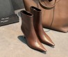 Женские кожаные ботильоны Saint Laurent коричневые с острым носком каблук 9 см 2026