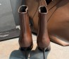 Женские кожаные ботильоны Saint Laurent коричневые с острым носком каблук 9 см 2026