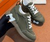 Женские текстильные кроссовки Hermes зеленые с бахромой 2026