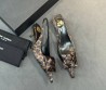 Женские текстильные туфли Saint Laurent коричневые с цветком каблук 5 см 2026