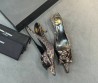 Женские текстильные туфли Saint Laurent коричневые с цветком каблук 5 см 2026