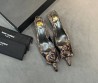 Женские текстильные туфли Saint Laurent коричневые с цветком каблук 5 см 2026