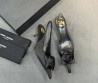Женские текстильные туфли Saint Laurent черные с цветком каблук 5 см 2026