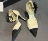 Женские комбинированные туфли Chanel белые с черным каблук 9 см 2026